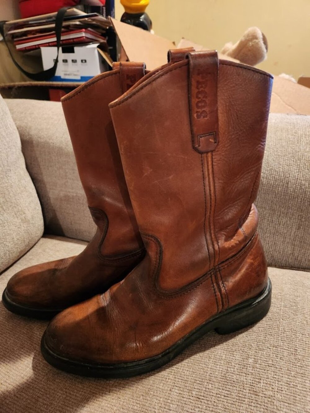 vtg redwing pecosbhown leather pull on
